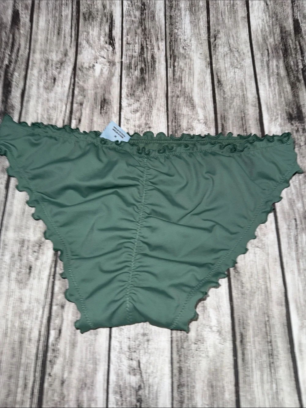 Shade & Shore Low Rise Cheeky Ruffle Bikini Bottoms - Green